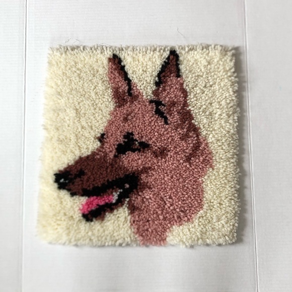 Handmade Other - Handmade Shepherd Dog Wall Latch Hook Rug